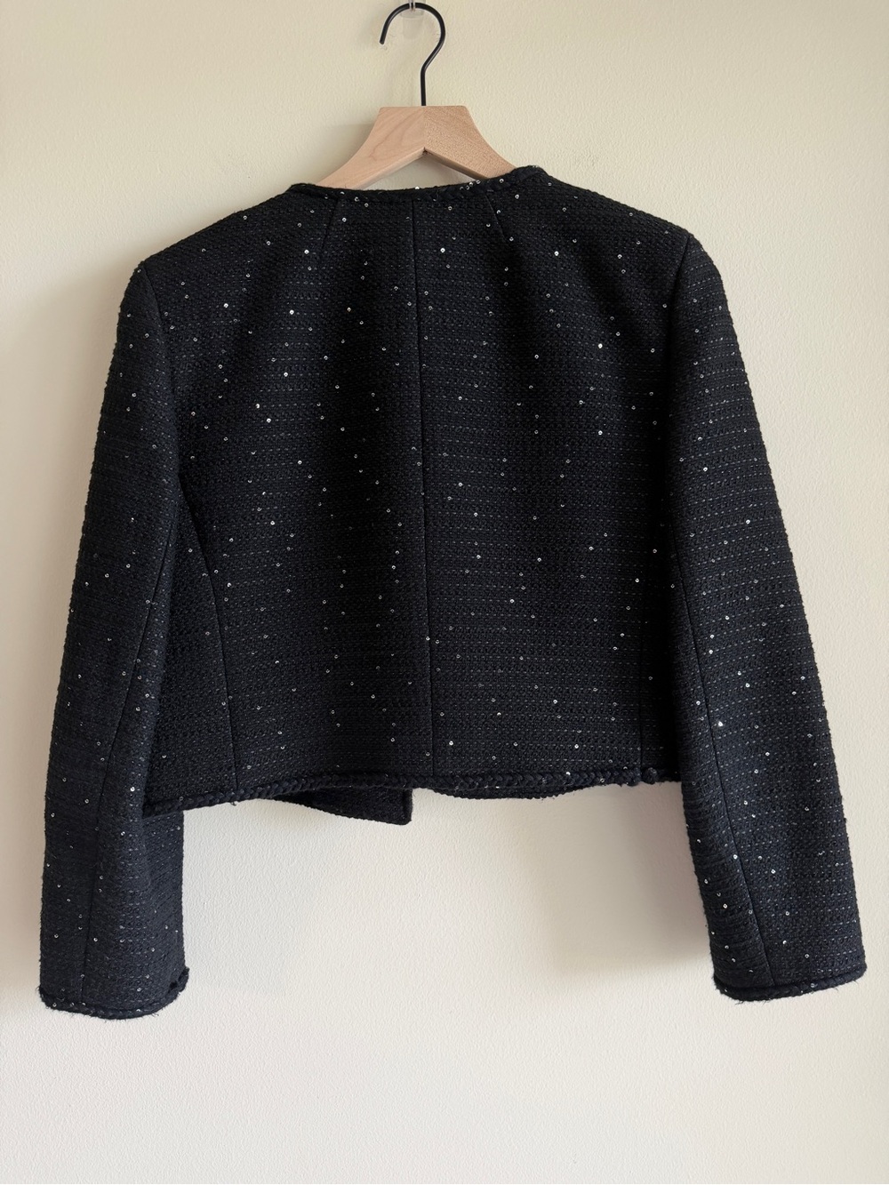 J.Crew Louisa Lady Jacket Sequin Tweed Black Cropped Blazer Size 10 - Picture 4 of 14